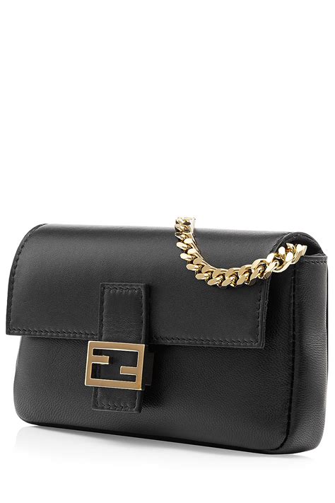 fendi black shoulder clutch bag|Fendi baguette pouch.